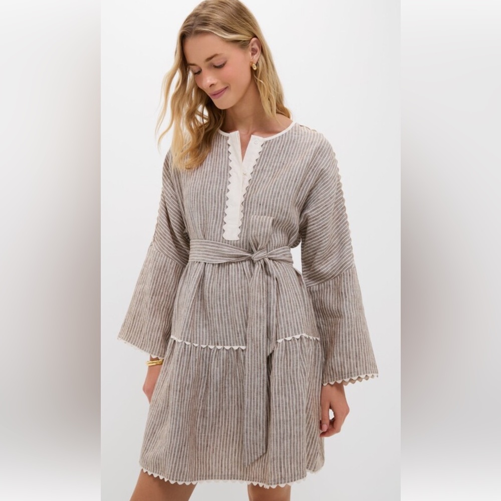 Striped Beige and White Dress